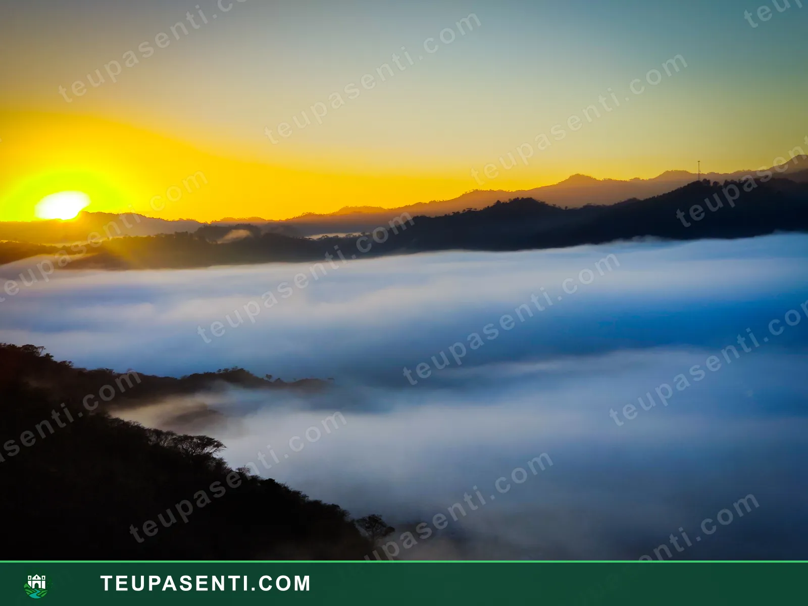 Mar de nubes sobre las montañas de Teupasenti al amanecer